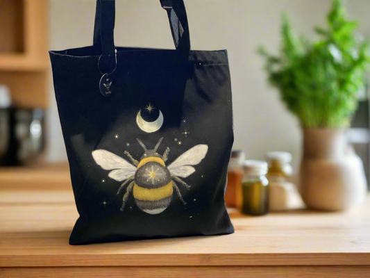 Black bumble bee tote bag