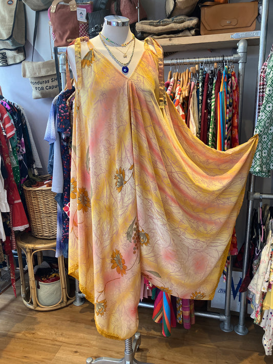 Hand made Indian sari fabric belted jumpsuit/Romper