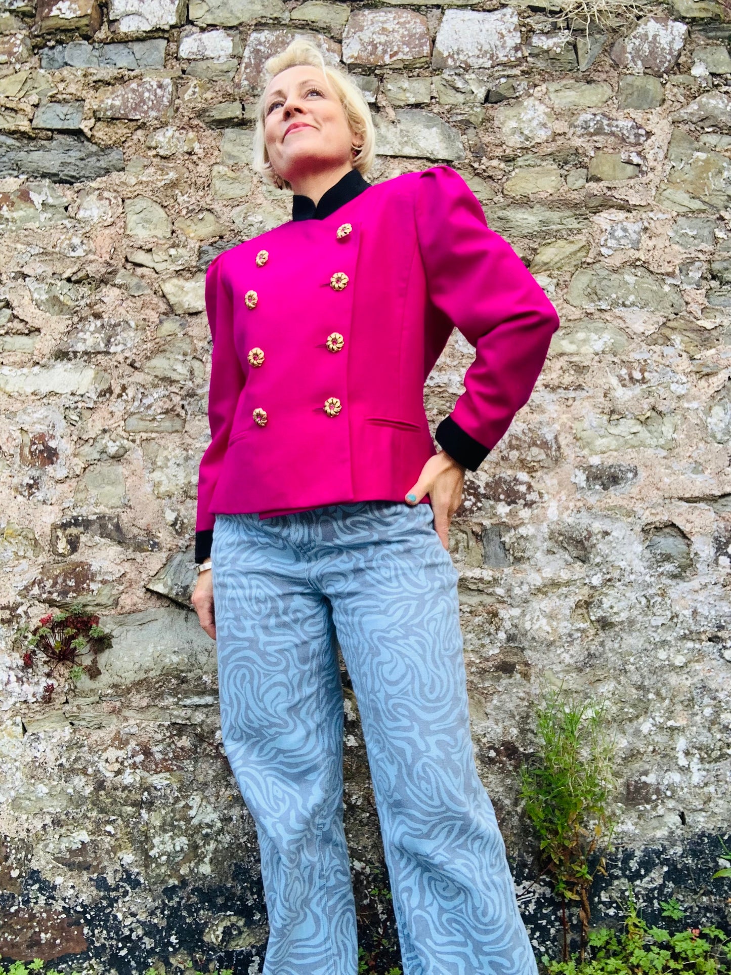 1980’s Vintage Raspberry fitted wool jacket by Mansfield