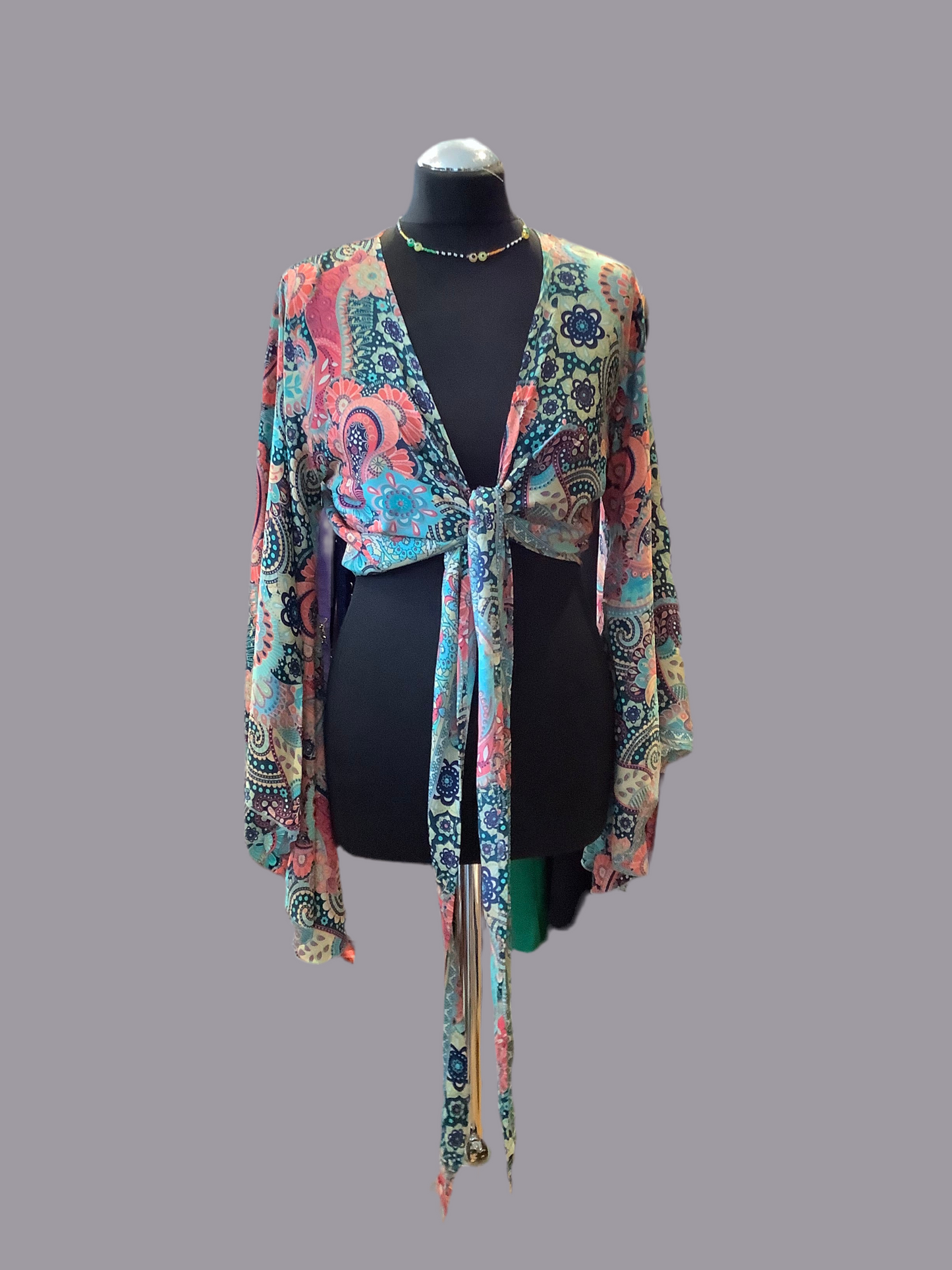 Handmade recycled sari fabric wrap top