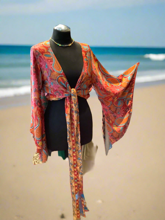 Indian Handmade Sari Fabric Wrap Top