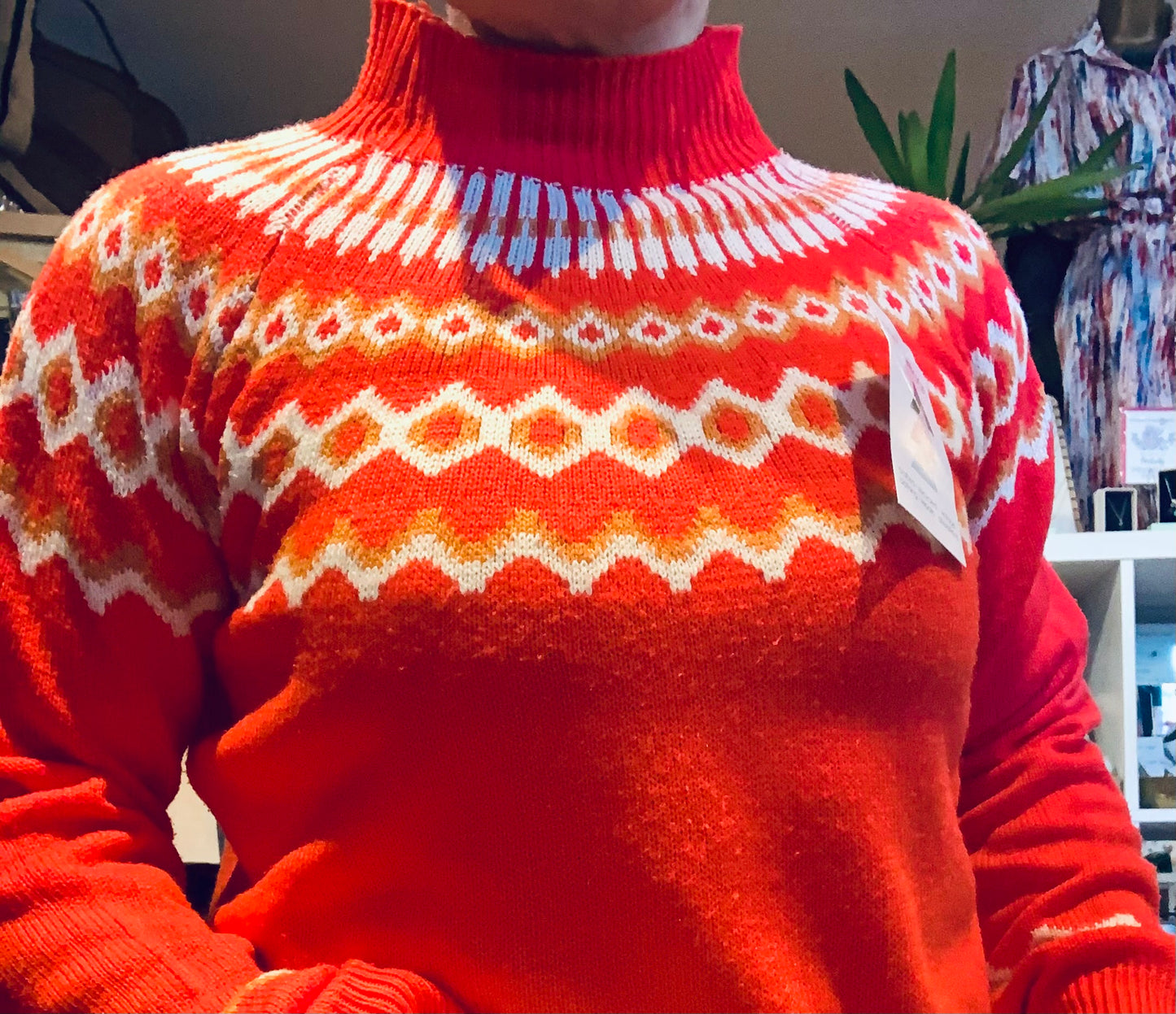 Vintage 80’s red & white Nordic design jumper