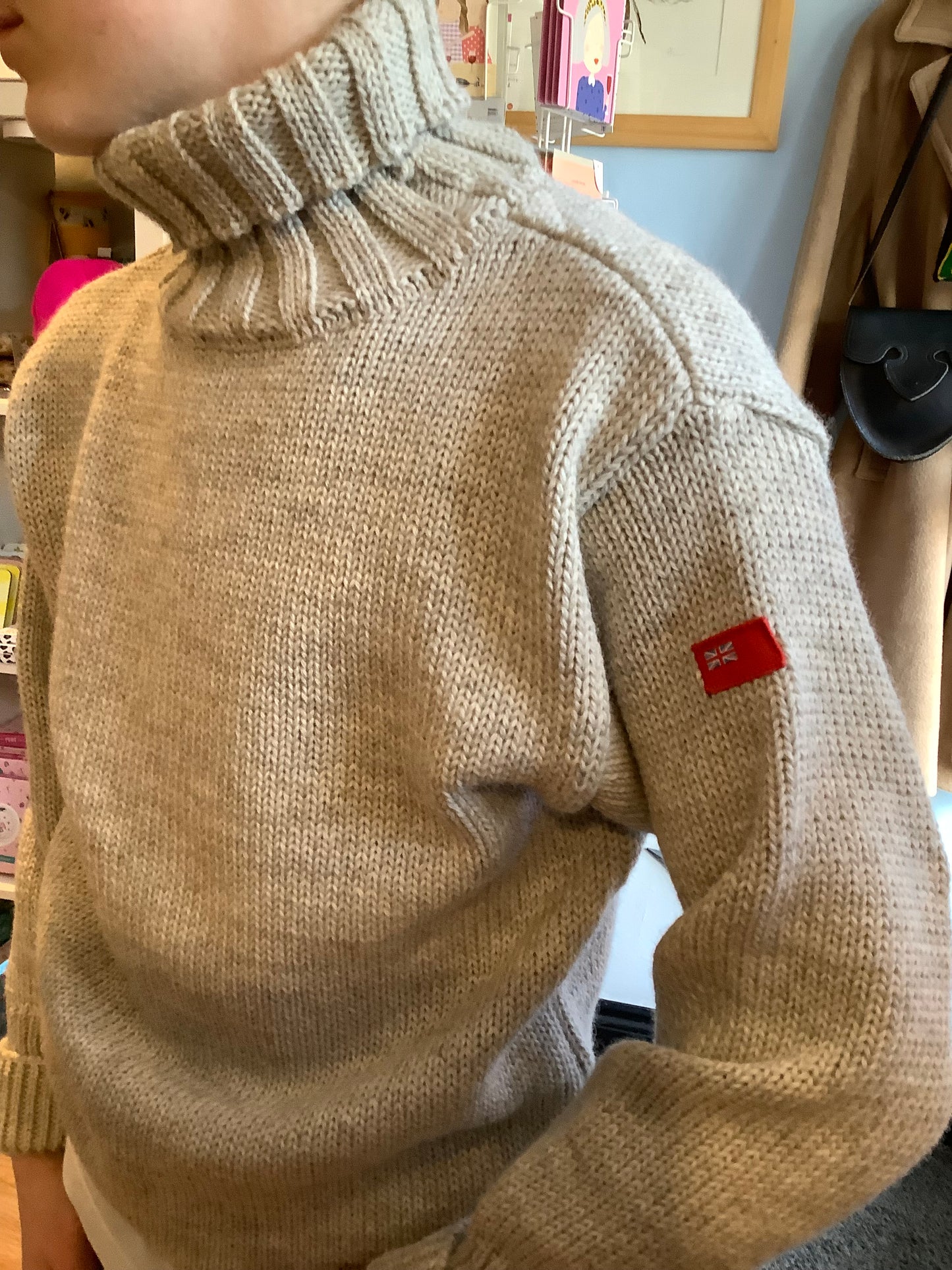 Pure wool chunky polo neck fisherman jumper by Niffi