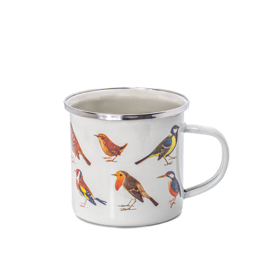 Sass and Belle vintage garden birds enamel mug