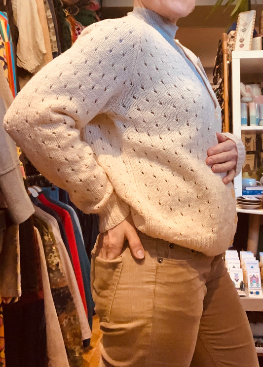 Sweet Hand knitted v neck cream cardigan