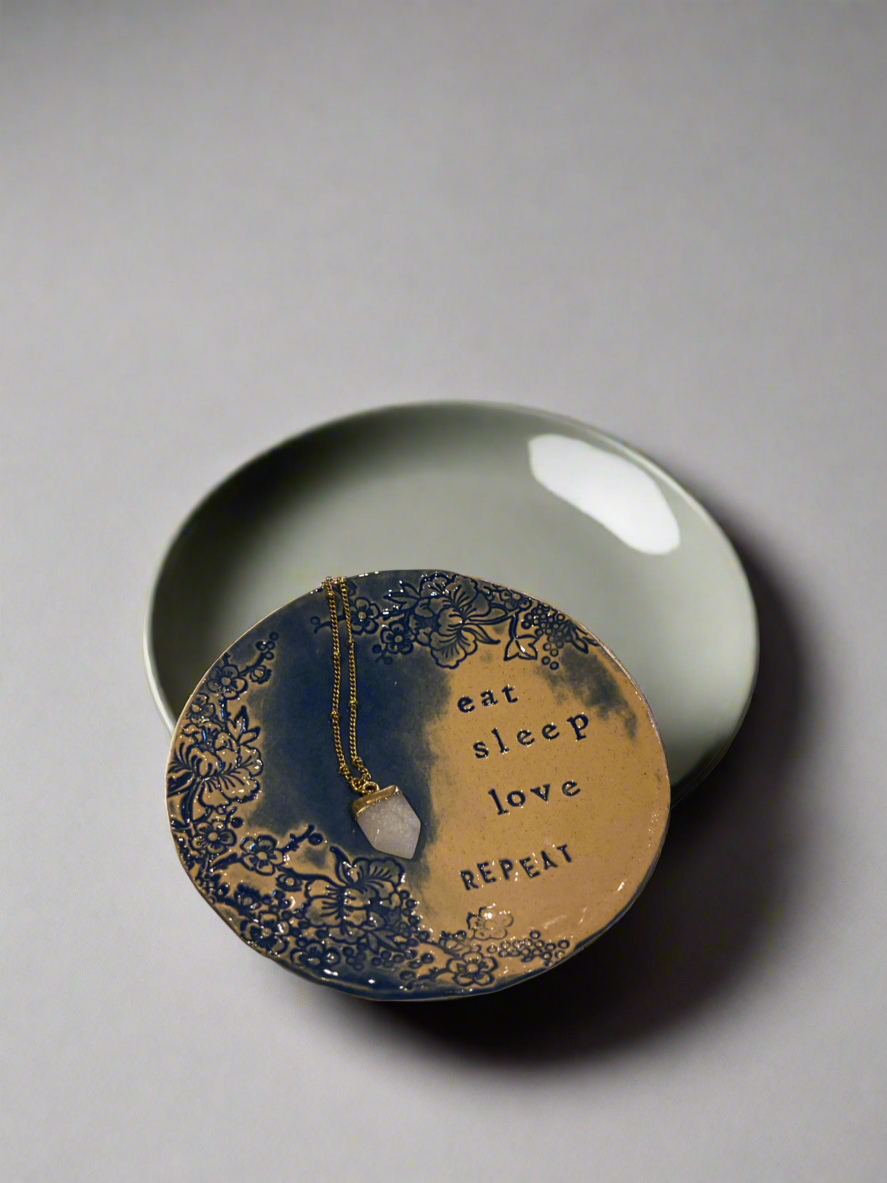 Love and Lovelier Handmade Pottery Eat Sleep Love Repeat Trinket Bowl