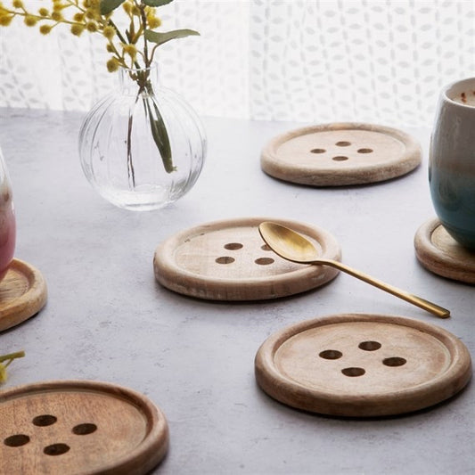 Sass and Belle set of wooden button drink coaster’s