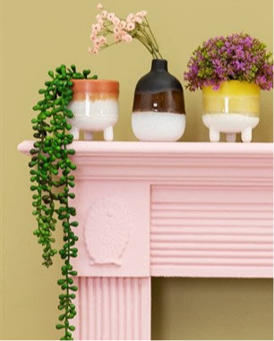 Sass & Belle Terracotta dip glaze boho style leggy planter