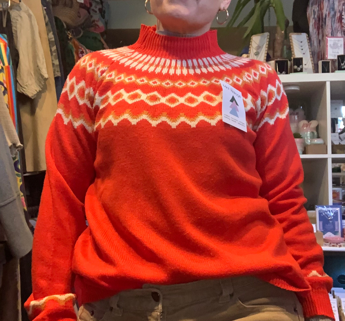 Vintage 80’s red & white Nordic design jumper