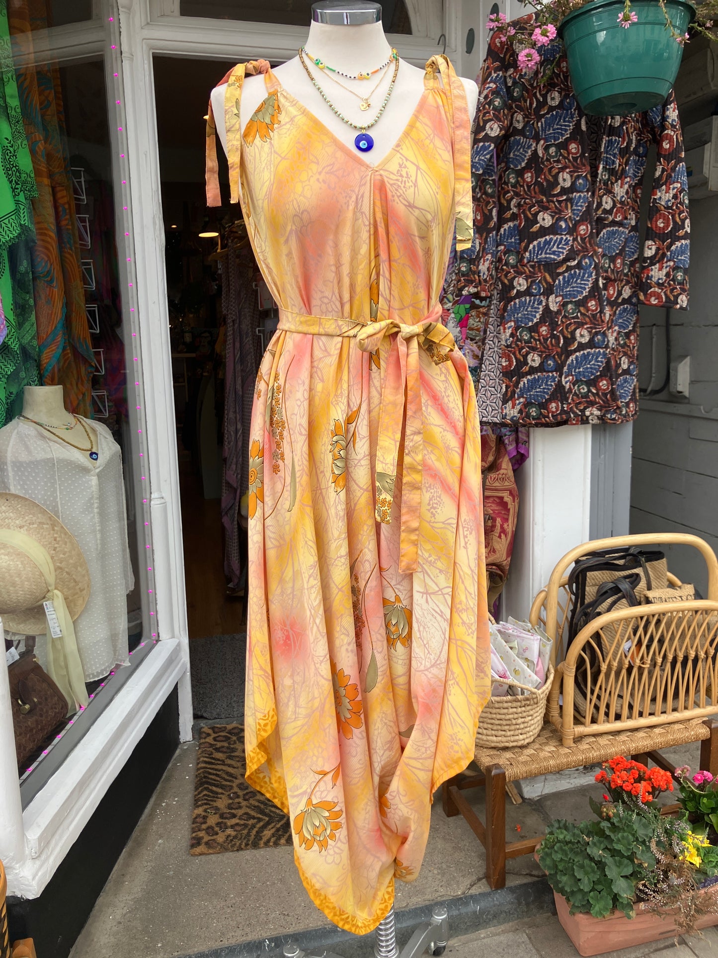 Hand made Indian sari fabric belted jumpsuit/Romper