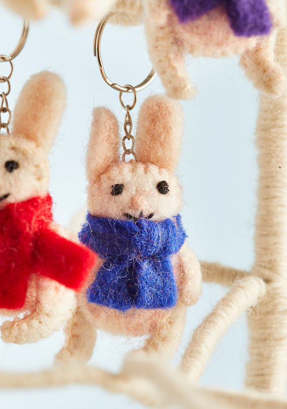 Handmade fair trade wool Felt Rabbit 🐰 Keyring