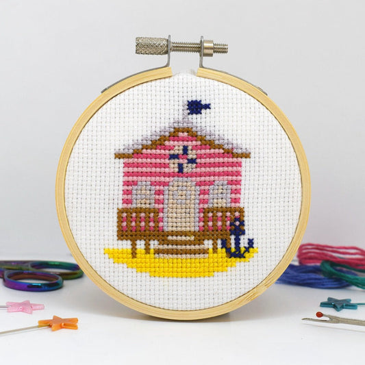 The Make Arcade ‘Beach Hut’ Mini Cross Stitch Kit