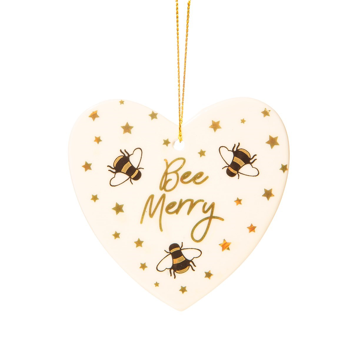 Sass and Belle ceramic Bee 🐝 Merry Christmas heart shaped hanging decoration