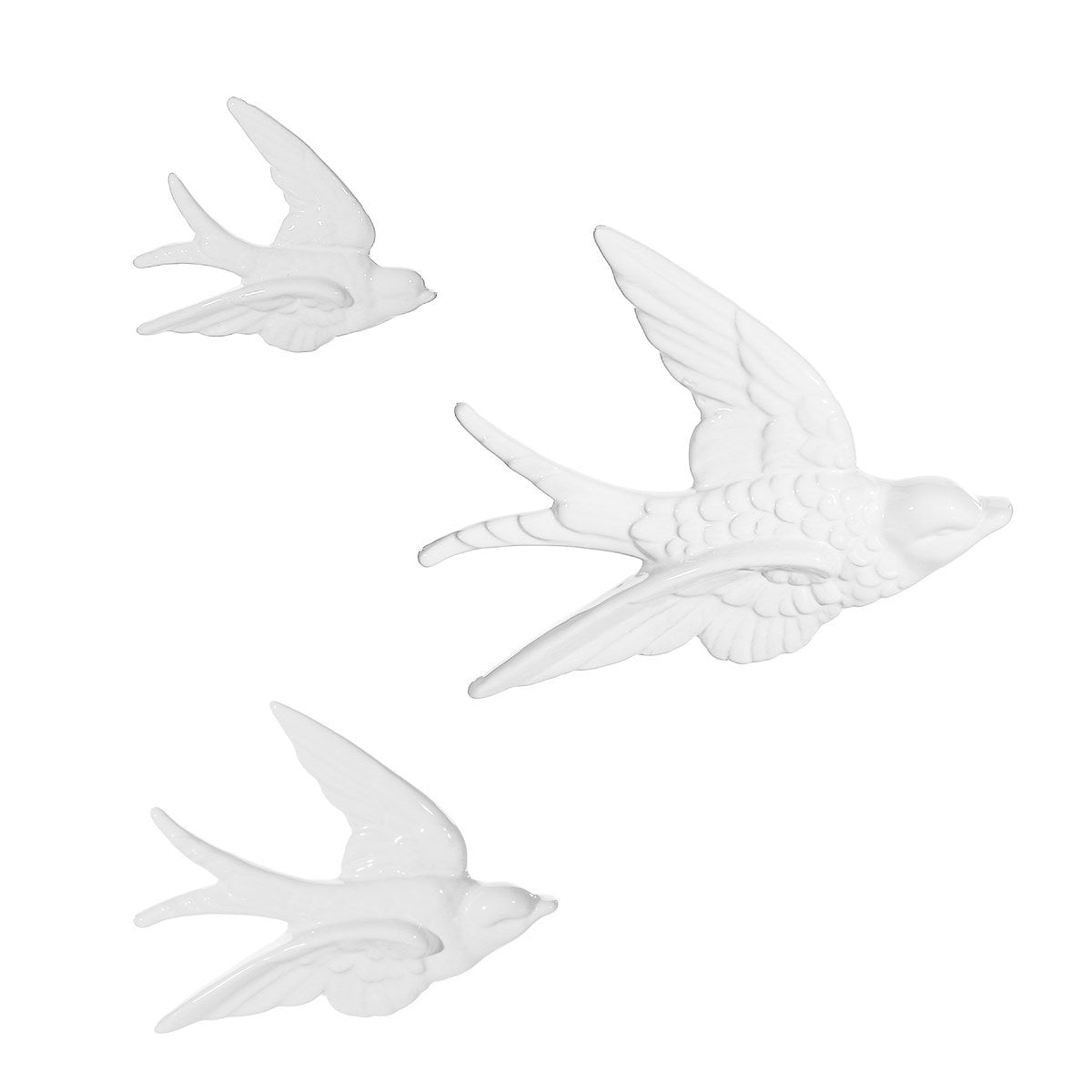 Retro white flying swallows wall decor