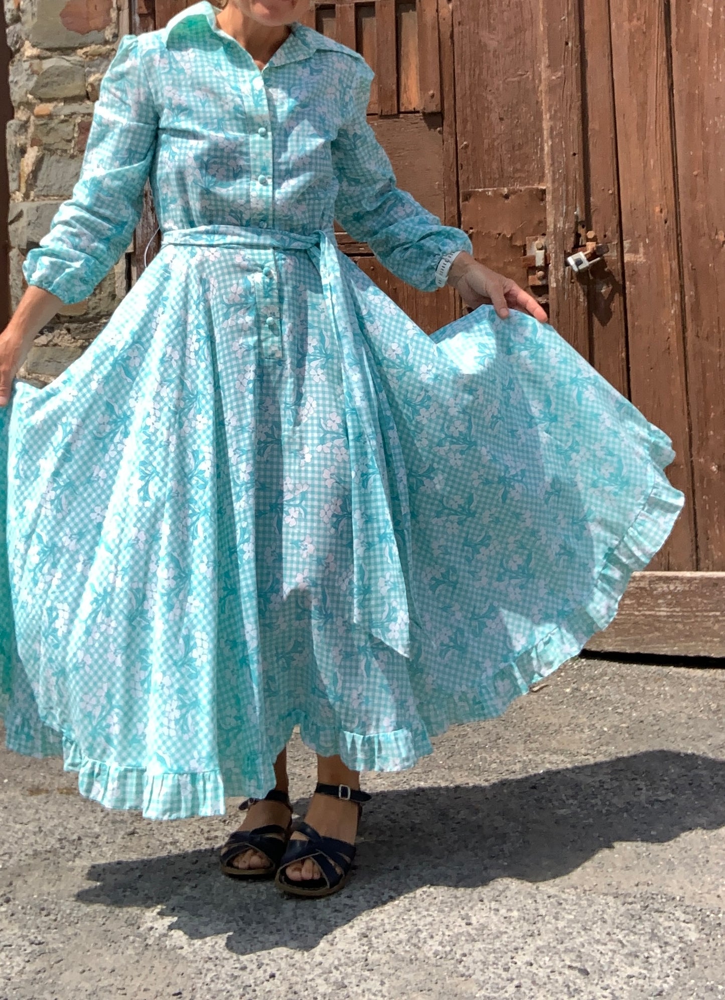 Vintage 1960’s Jean Allen gingham prairie style dress ~ sz 8-10