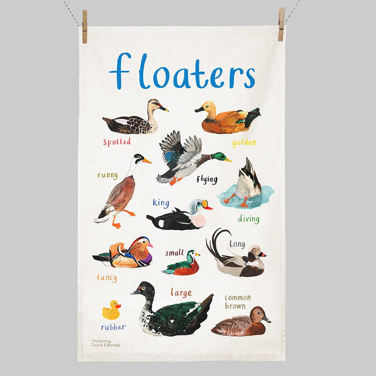 Floaters cheeky bird premium tea towel