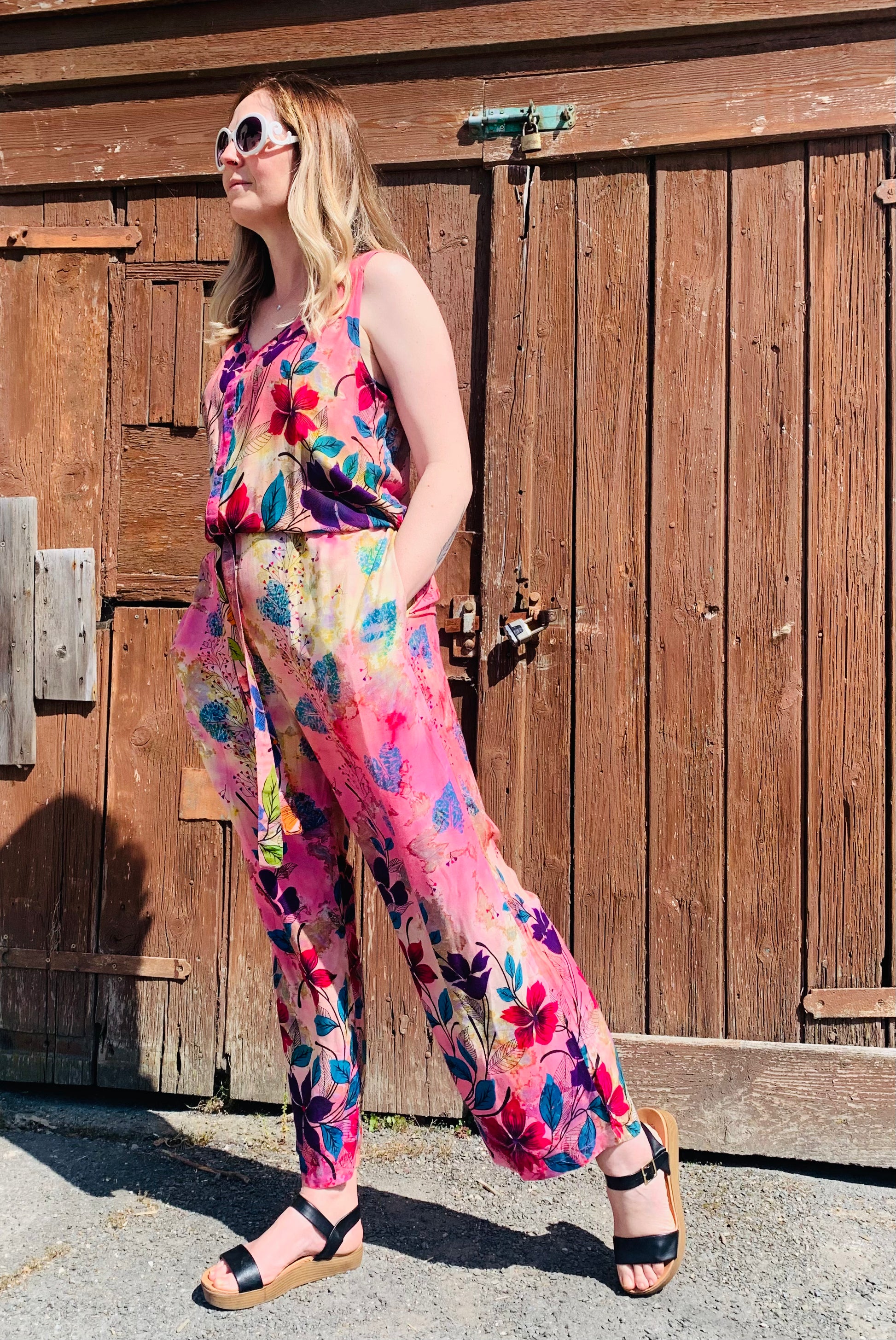 Handmade colourful patterned jumpsuits sz 8 12