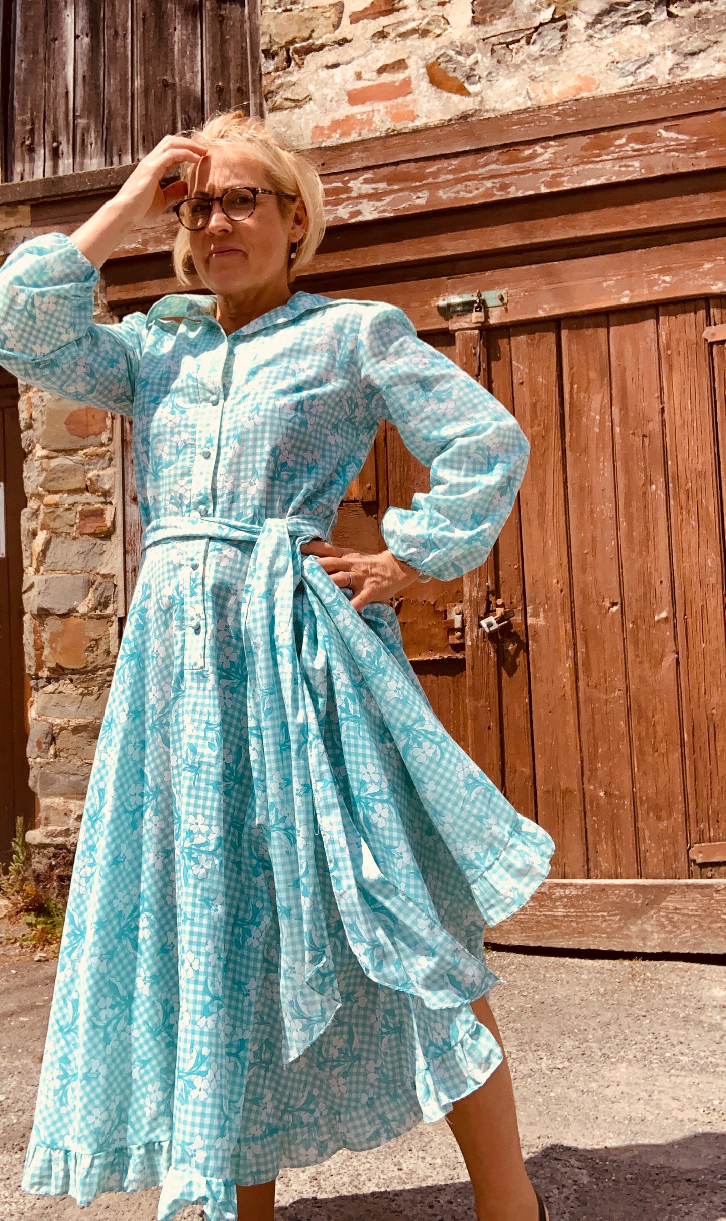 Vintage 1960’s Jean Allen gingham prairie style dress ~ sz 8-10
