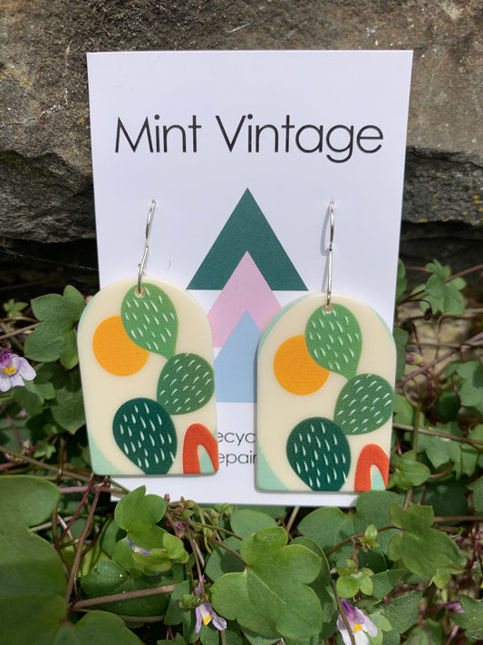 Handmade cactus resin pendant statement earrings