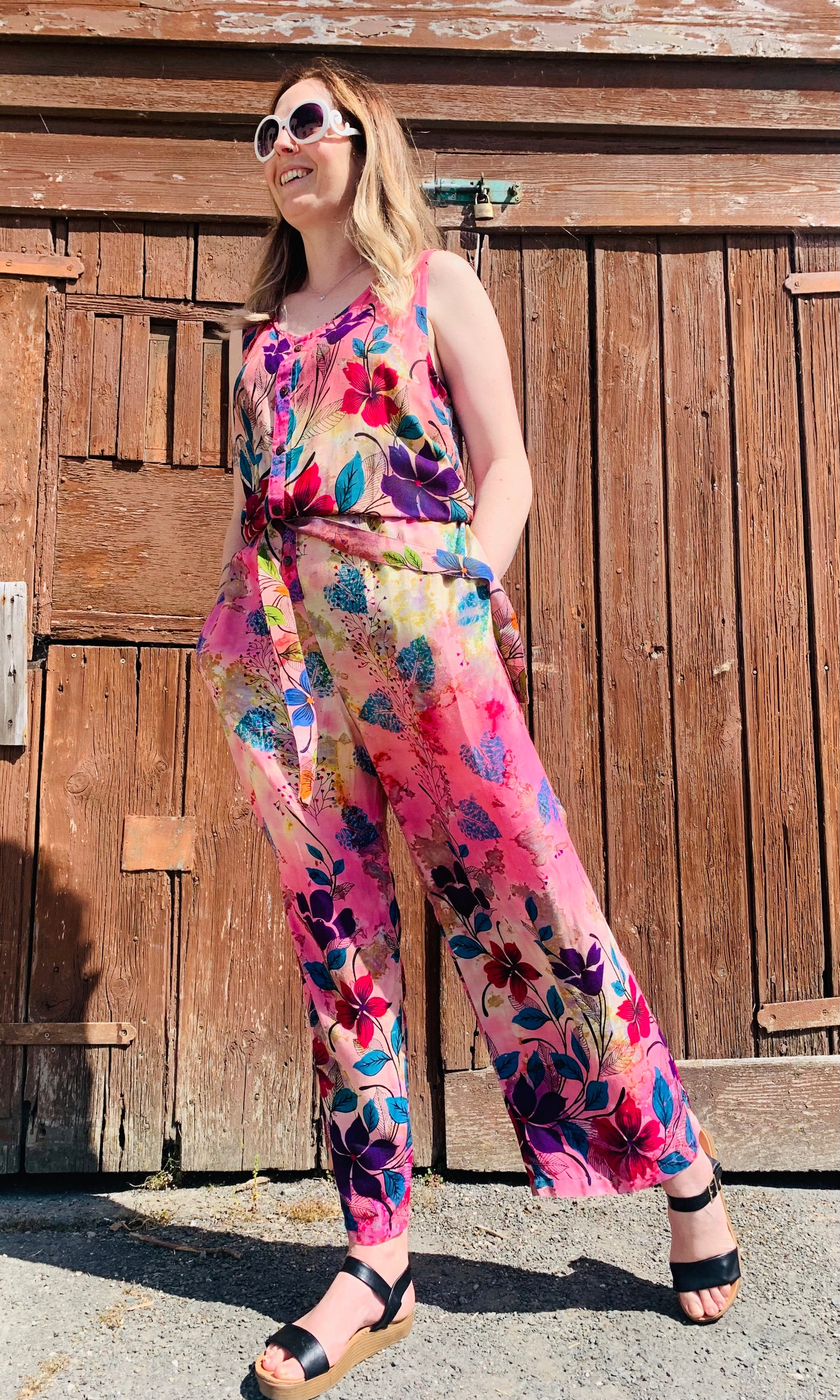 Handmade colourful patterned jumpsuits ~ sz 8-12