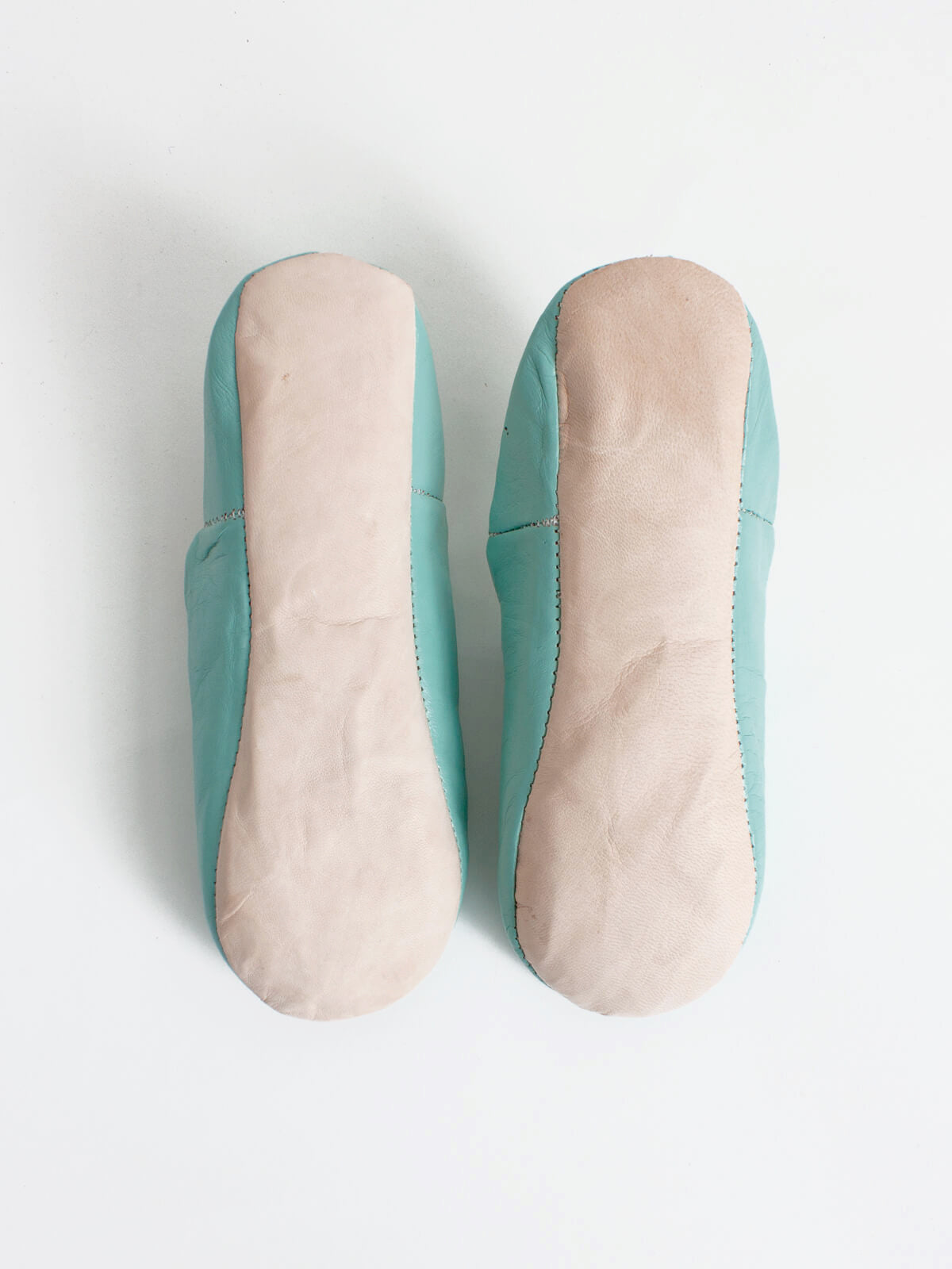 Moroccan Duck egg blue leather mule slippers