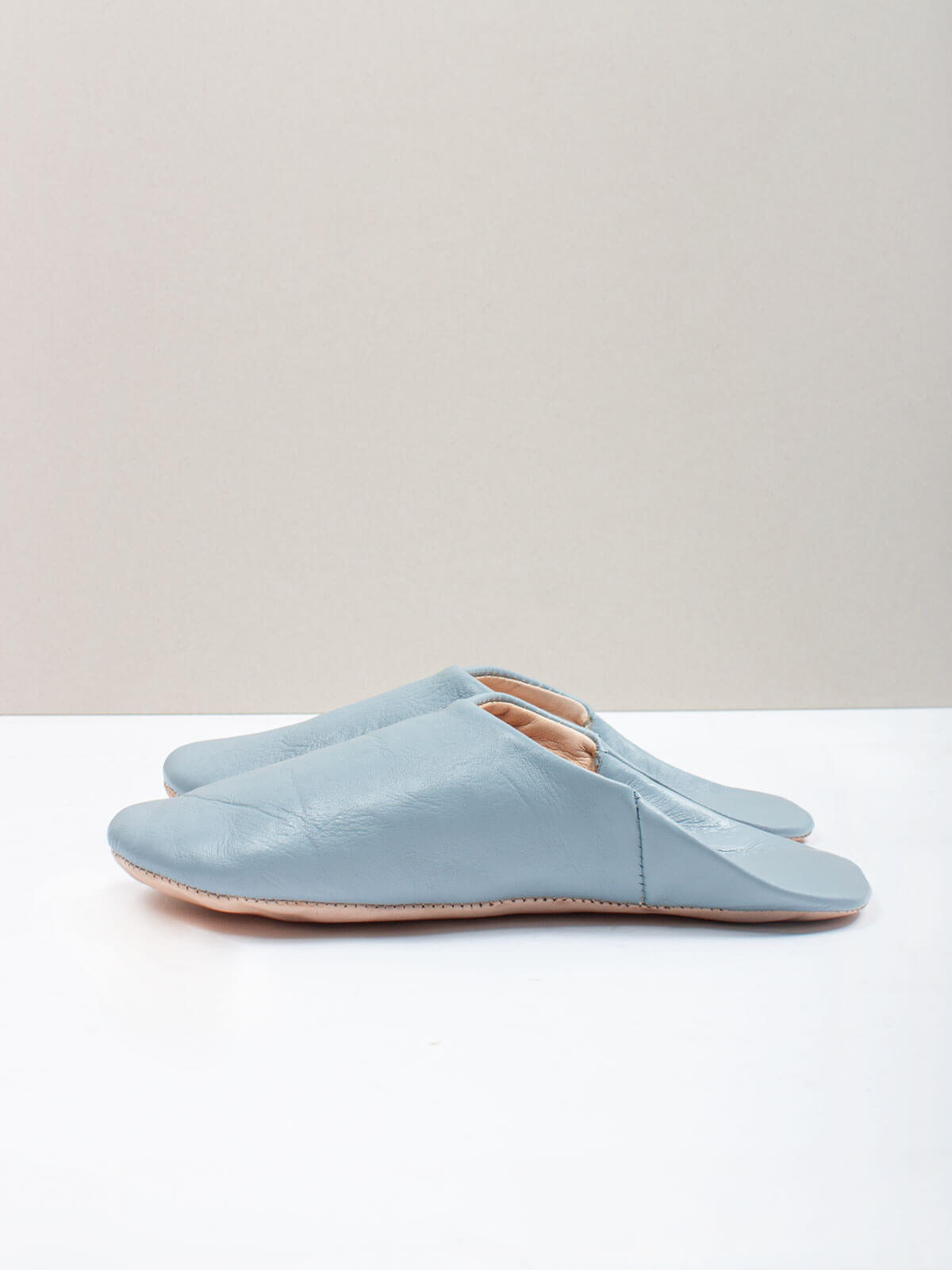 Moroccan Pearl grey leather mule slippers
