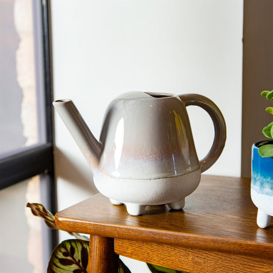 Grey mojave ombré dip glaze ceramic watering can