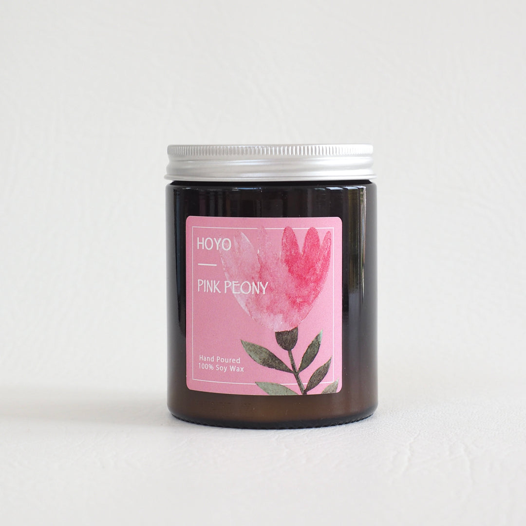 Pink Peony hand poured soy wax candle