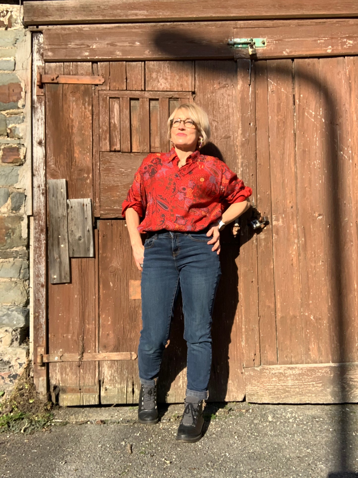 Vintage 1970’s French red paisley oversized wool blend shirt