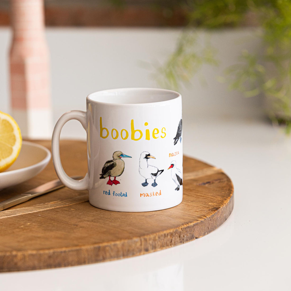 Boobies cheeky bird art illustrated ceramic mug