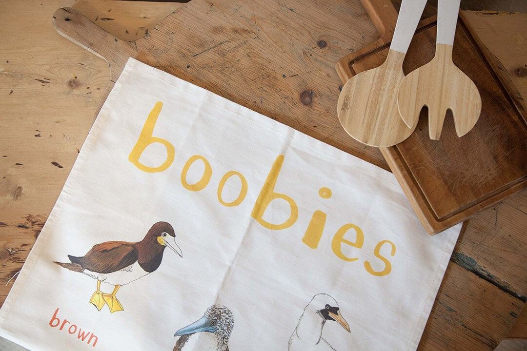Boobies cheeky bird premium tea towel
