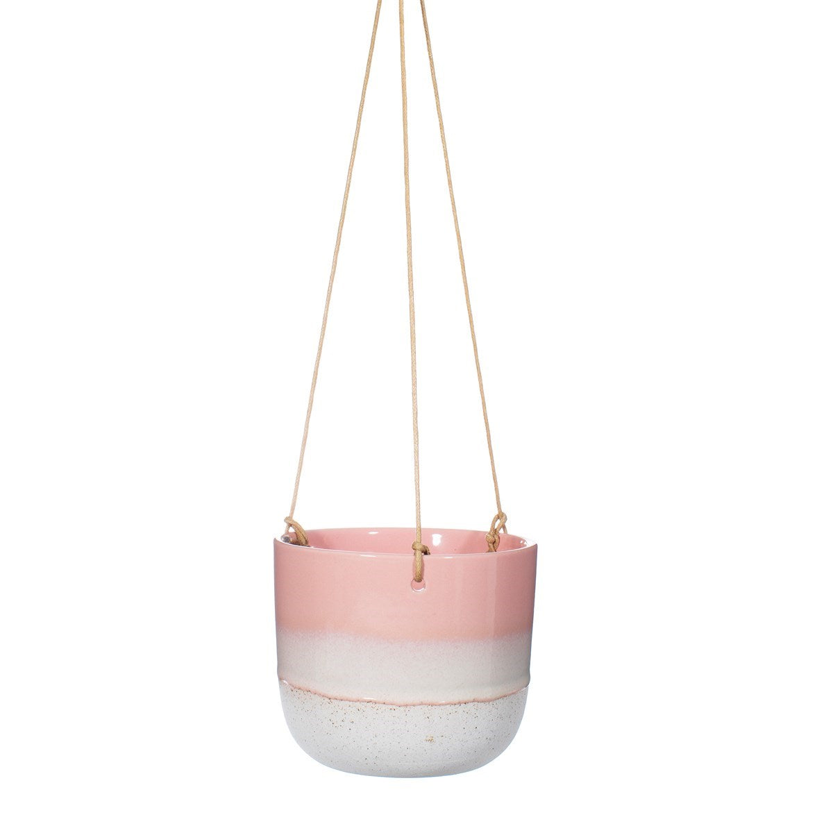 Pink boho style dip glaze hanging planter