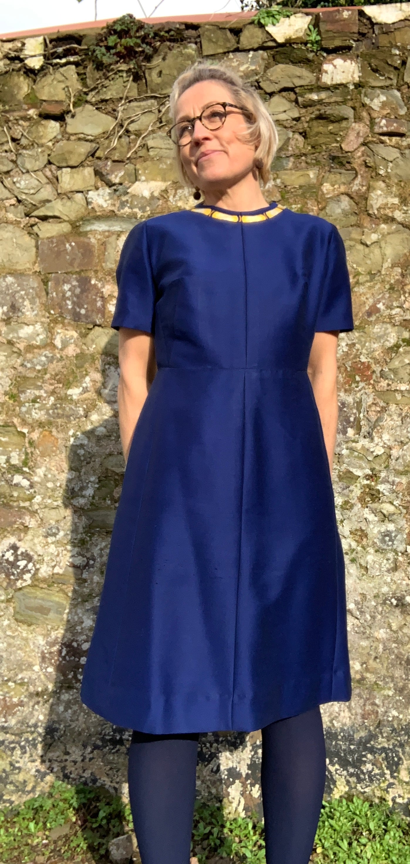 Navy blue best sale shift dress uk