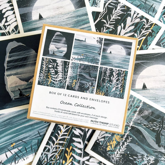 Ocean boxed collection of 12 art cards by Ruth Thorp