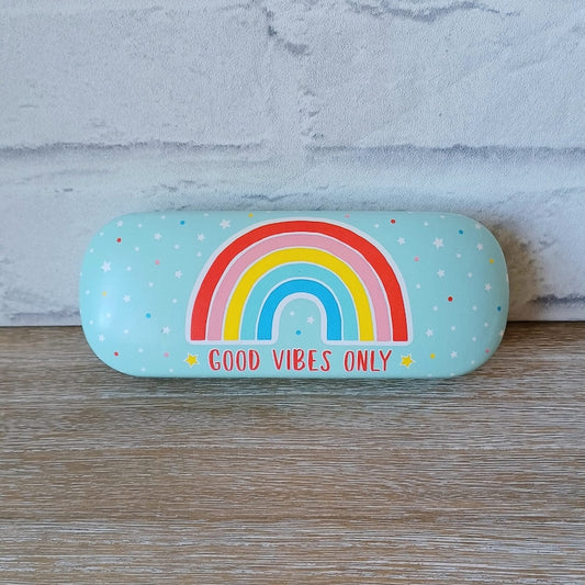 Rainbow good vibes glasses case