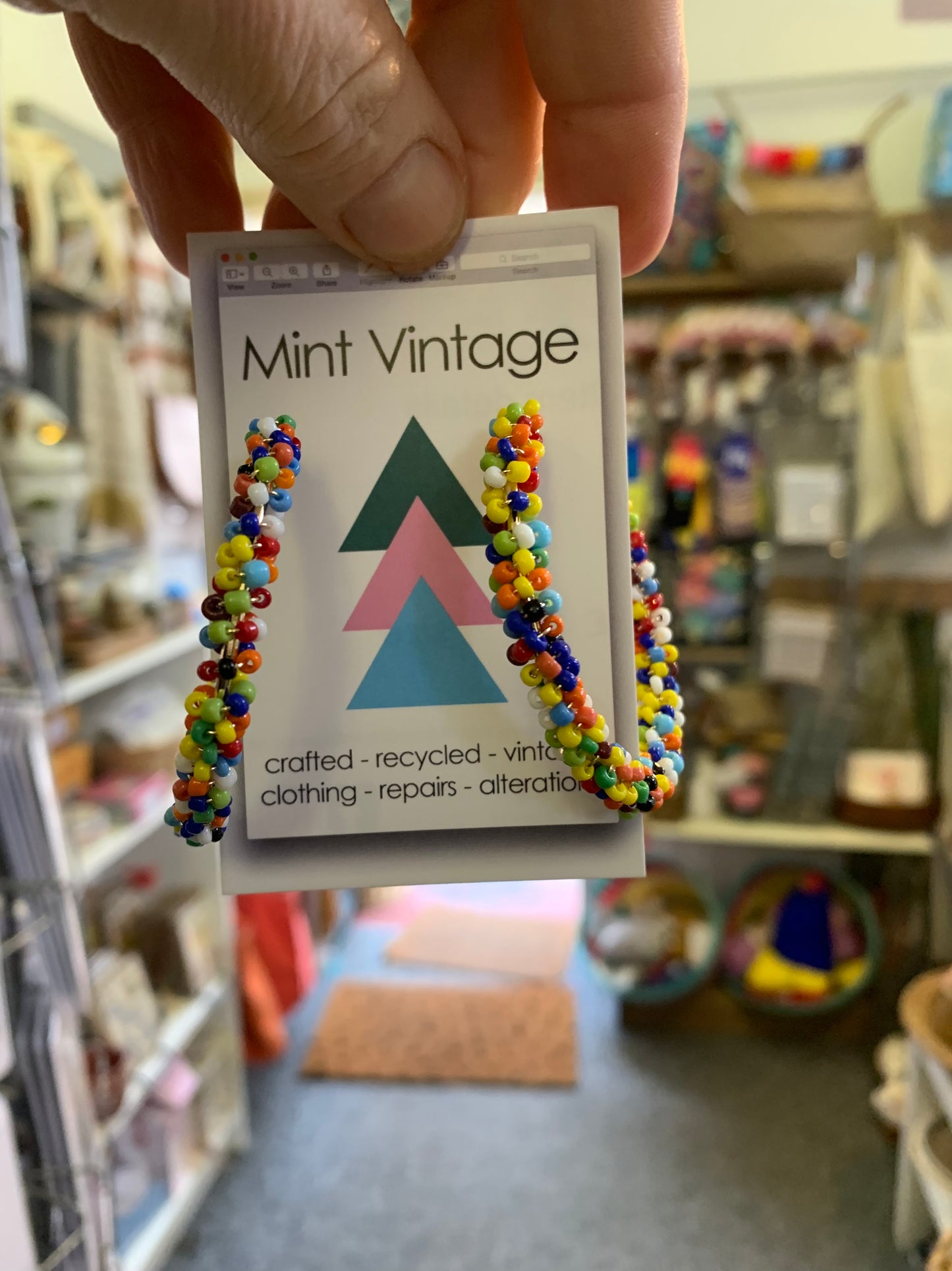 Colourful bead hoop earrings