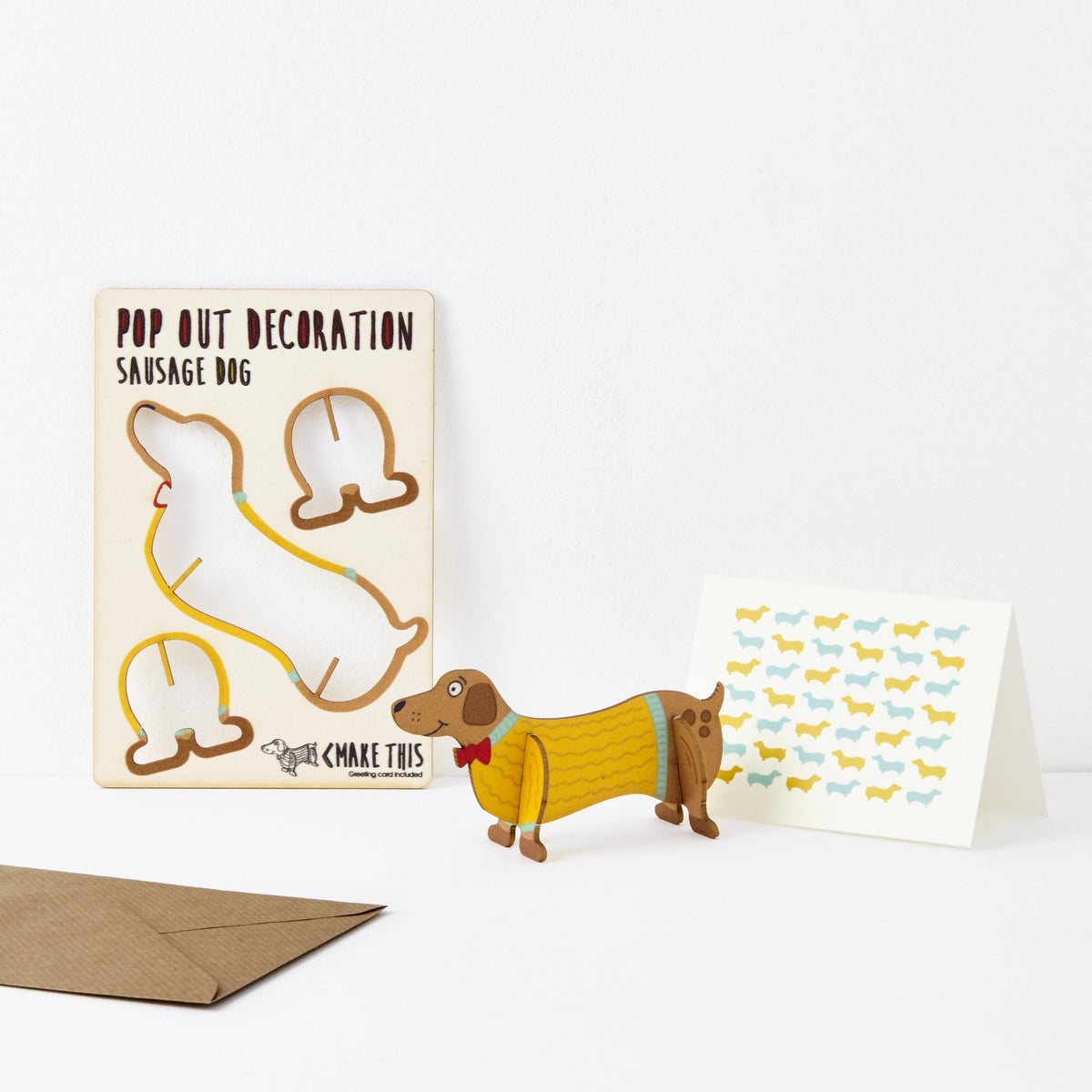 Pop out sausage dog greeting card