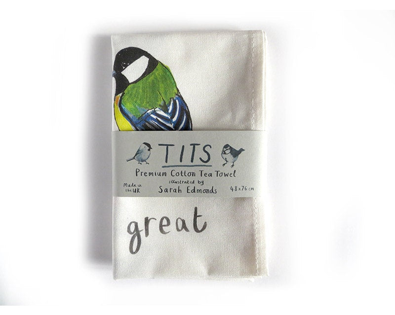 Tits cheeky bird premium tea towel