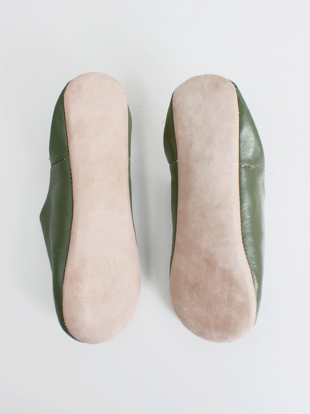 Moroccan Olive green leather mule slippers