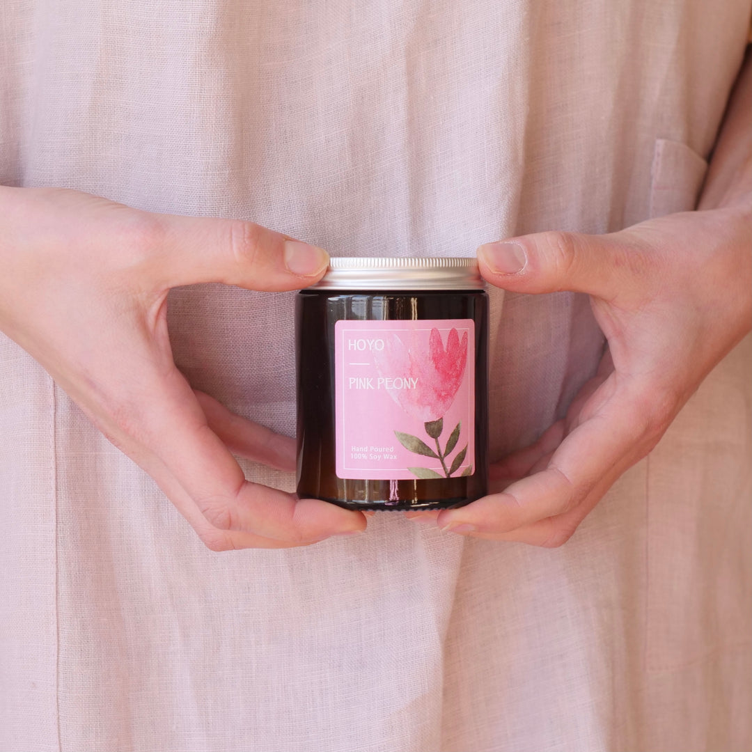 Pink Peony hand poured soy wax candle