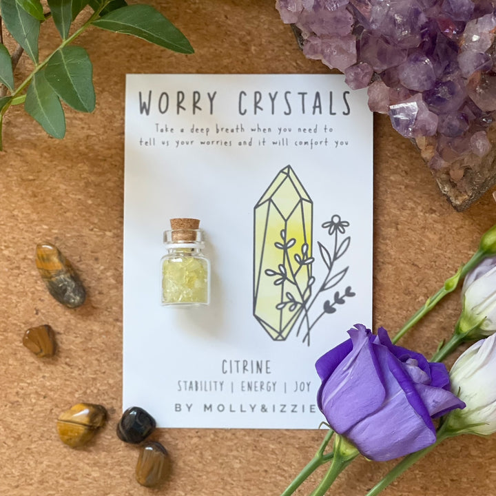 Citrine worry crystal jar