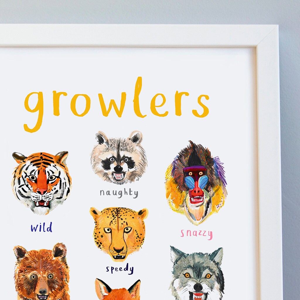 Growlers art illustration print a4