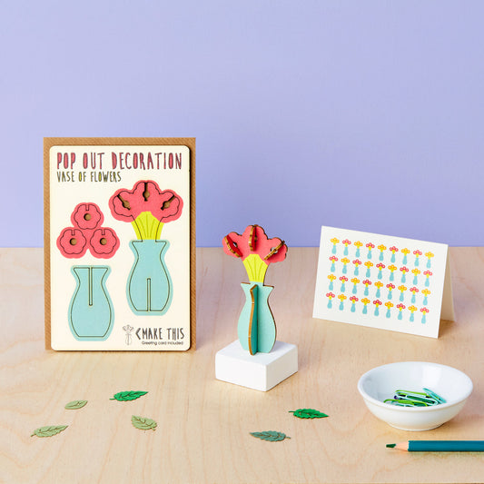 Pop out vase of flowers greeting card