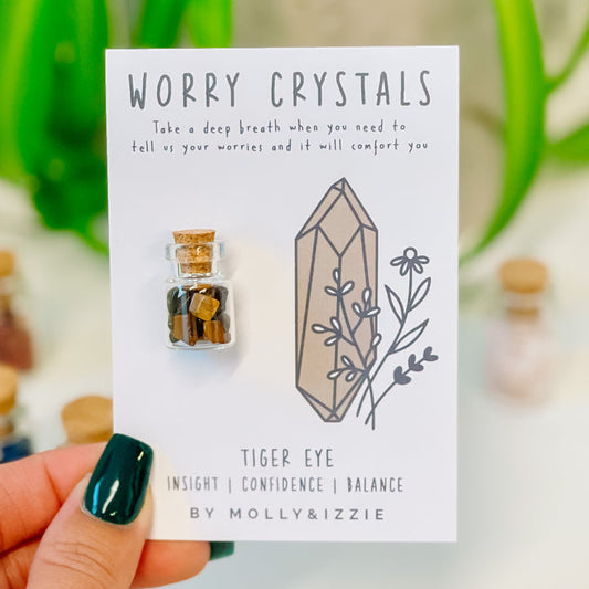 Tigers eye worry crystal jar