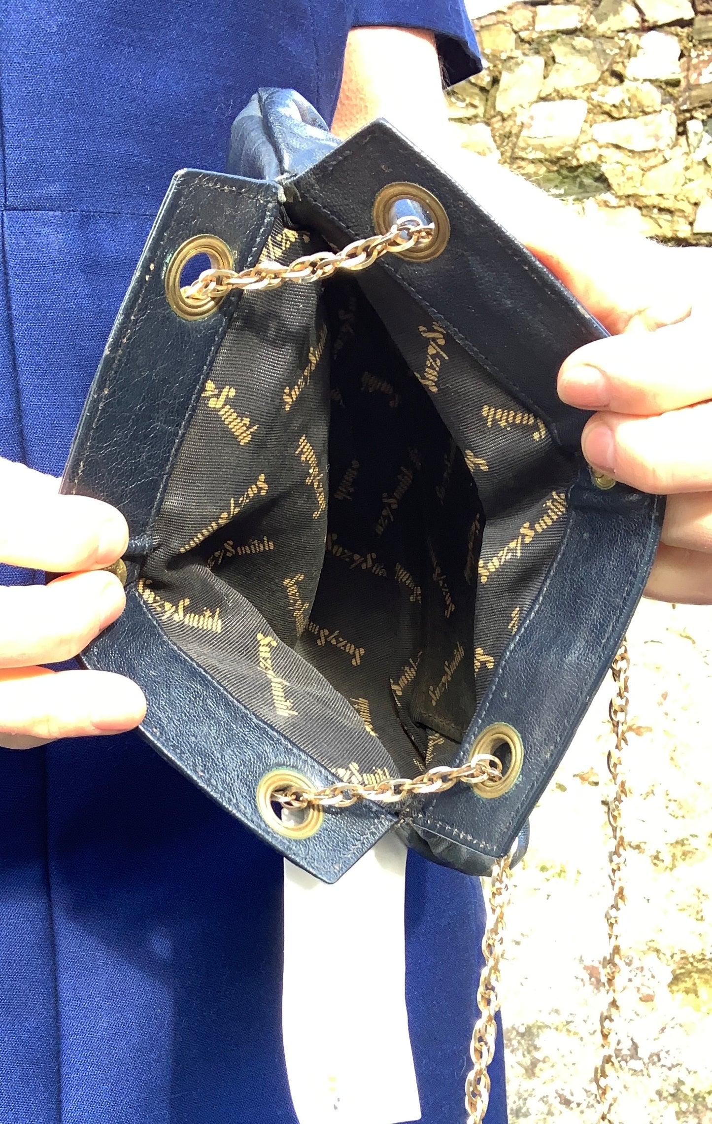 Vintage 1980’s Suzy smith Navy leather handbag