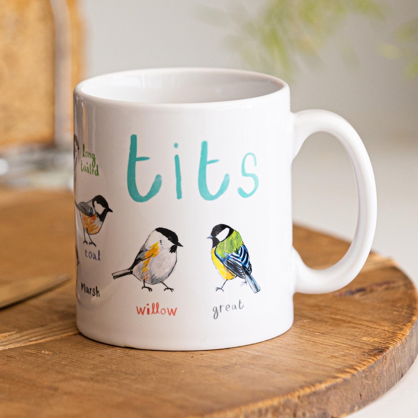 Tits cheeky bird art illustrated ceramic mug