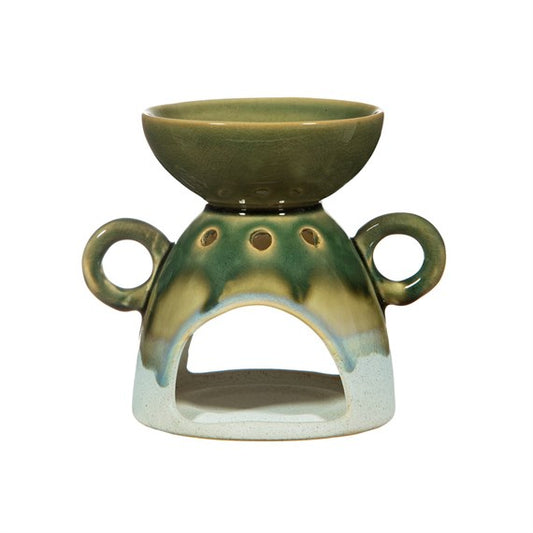 Boho style Green dip glaze large fragrance oil, wax melt burner