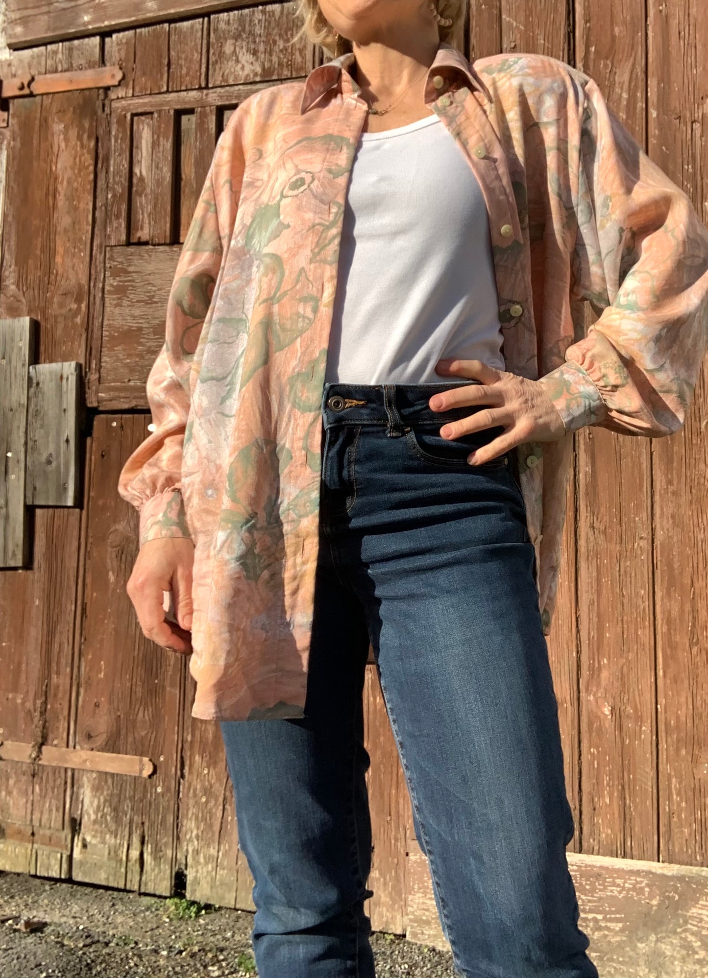 Vintage 90’s pastel abstract pattern oversized shirt