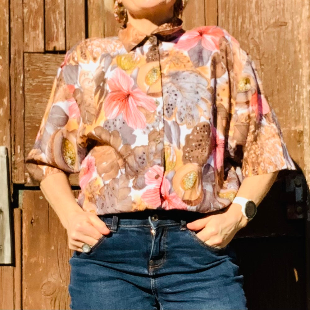 Vintage 1980’s tropical print shirt/blouse