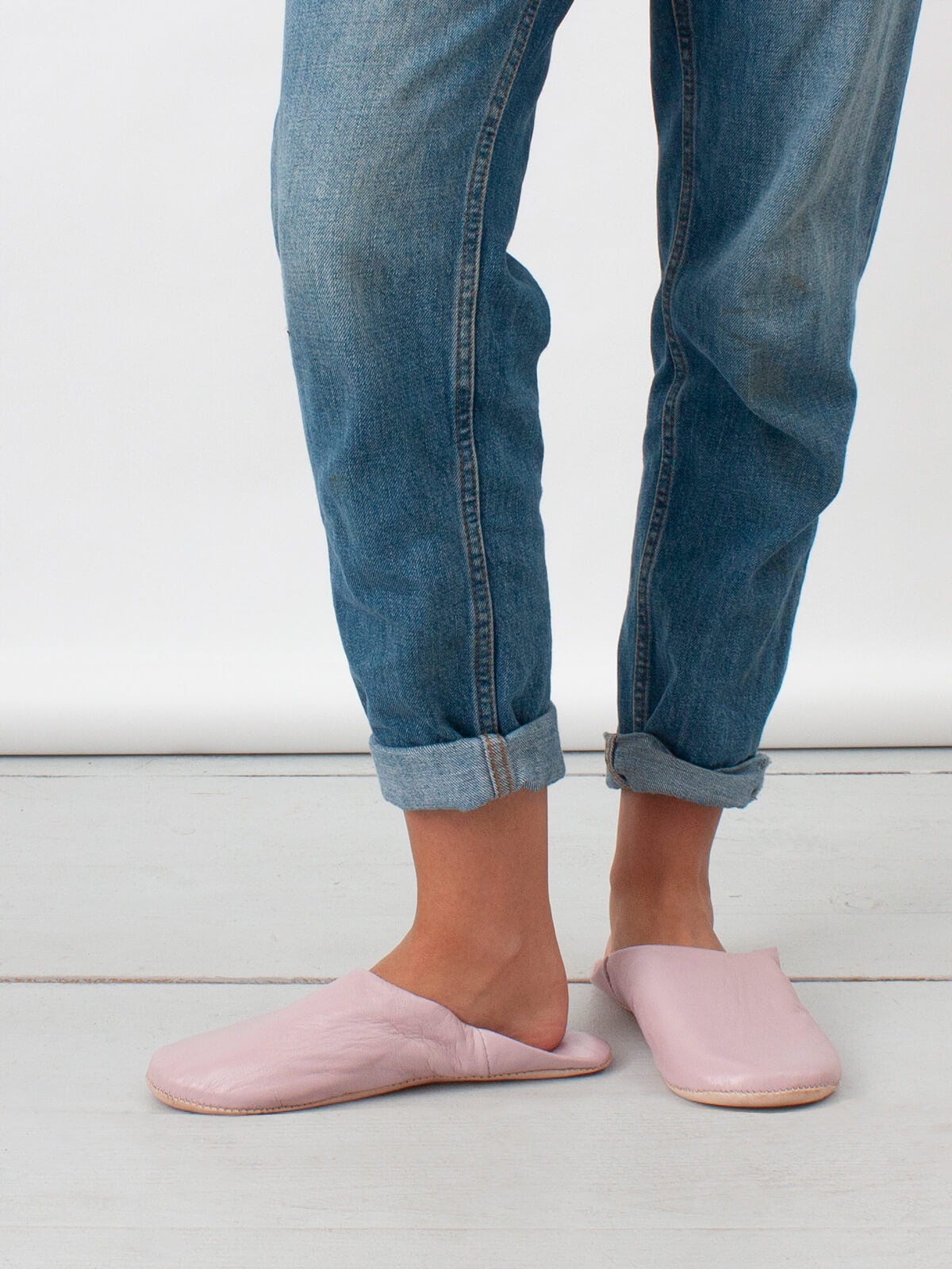 Copy of Moroccan vintage pink leather mule slippers